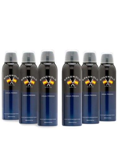 Pack Spagnolo Agua Fresca Desodorante Spray para Hombre 200ml 6 uds