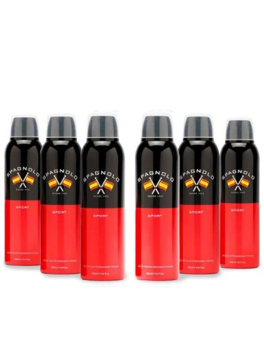 Pack Spagnolo Sport Desodorante Spray para Hombre 200ml 6 uds