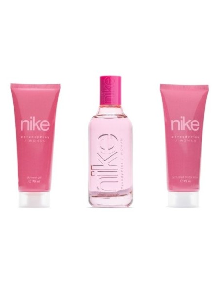 NIKE - Trendy Pink, Colonia mujer, 100 ml, 150, Estuche de regalo de 3 piezas, Perfume Formato Spray, Eau de Toilette Natural y femenina, Aroma Floral, Fragancia Fresca, Juvenil y de larga duración ✅ Entrega 24/72h