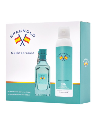 SPAGNOLO - Mediterráneo, Colonia hombre, 150 ml, Estuche de regalo, Perfume Formato Spray, Eau de Toilette Natural y masculina, Aroma Amaderado Aromático, Fragancia Fresca, Enérgica y de larga duración ✅ Entrega 24/72h