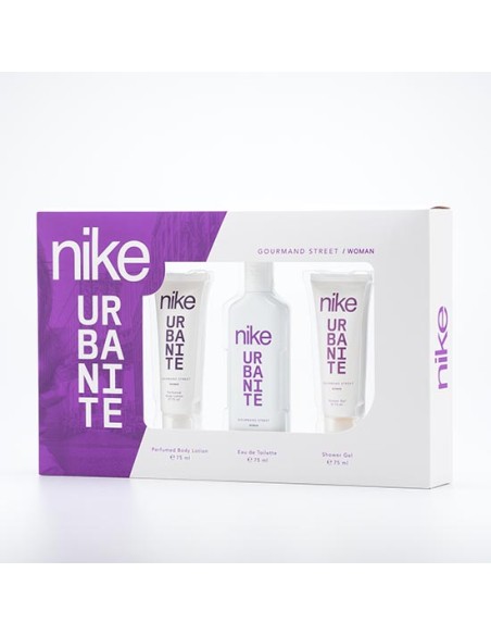 NIKE - Gourmand Street, Colonia mujer, 75 ml, Estiche de regalo de 3 piezas, Perfume Formato Spray, Eau de Toilette femenina, Aroma Cítrico Amaderado, Fragancia Fresca, Elegante y de Larga duración ✅ Entrega 24/72h