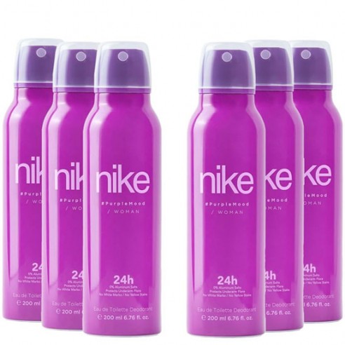 Nike Embalagem Purple Mood Woman Desodorante Spray 200ml 6 unidades