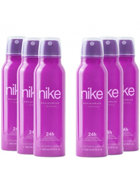 Nike Embalagem Purple Mood Woman Desodorante Spray 200ml 6 unidades